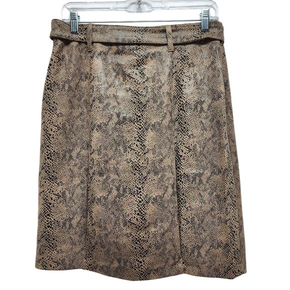 Haute Monde Womens Snake Print Faux Suede Mini Skirt Belt Loops Size L - Picture 7 of 7